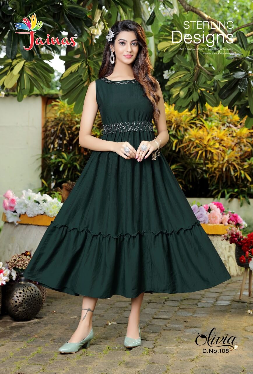 Jainas Olivia Party Wear Wholesale Anarkali Kurti Collection
